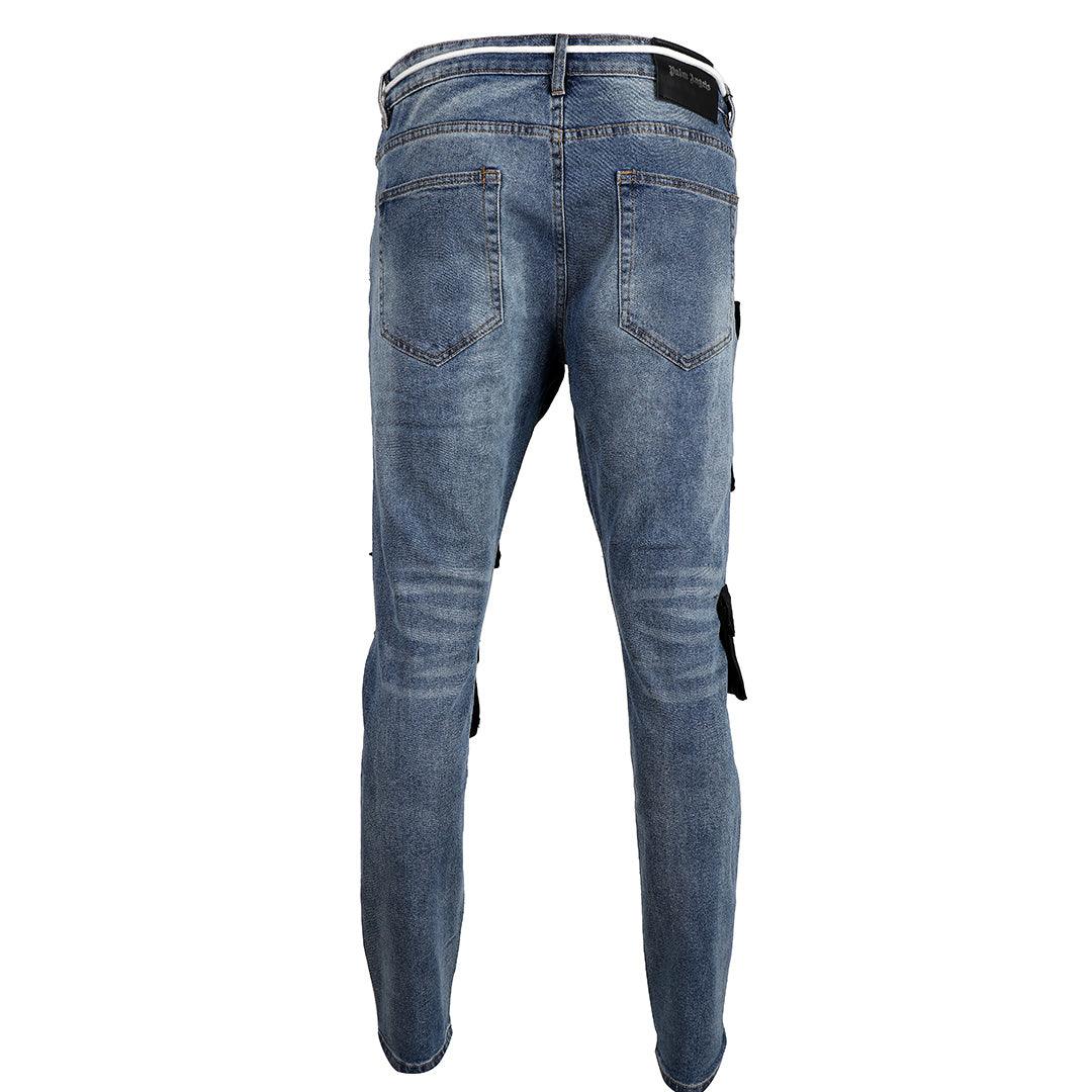 Men's Detachable Pocket Urban Styled Denim Jeans- Blue - Obeezi.com