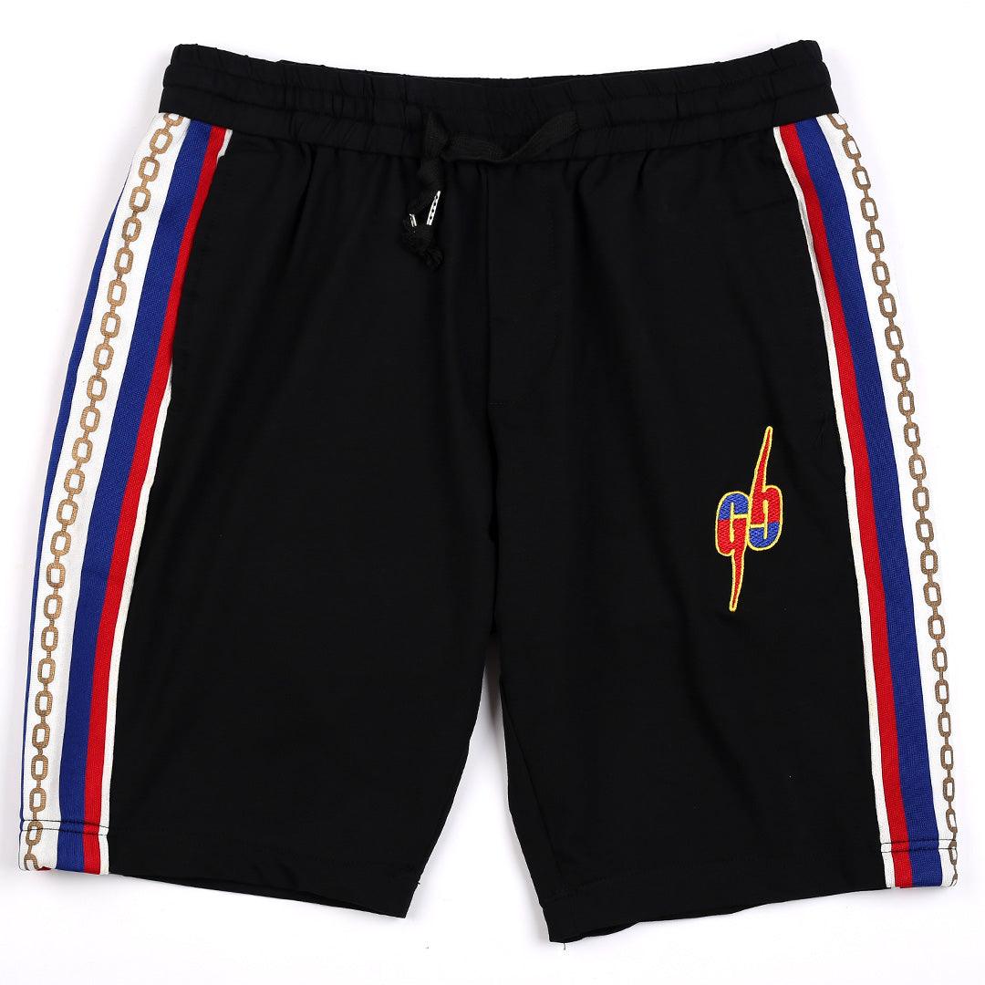 Men's Double G Logo Designed Organic Cotton Blend Drawstrings Short - Black - Obeezi.com