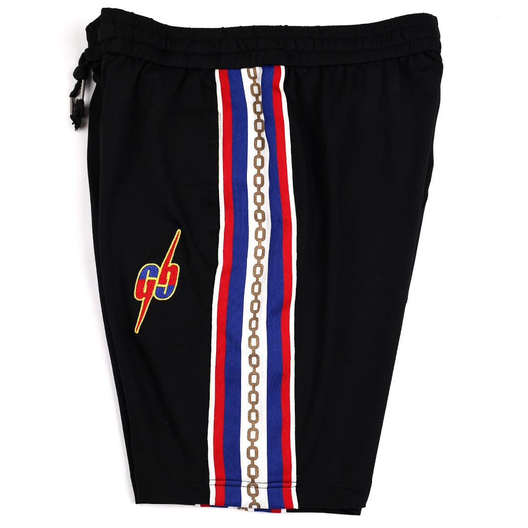 Men's Double G Logo Designed Organic Cotton Blend Drawstrings Short - Black - Obeezi.com