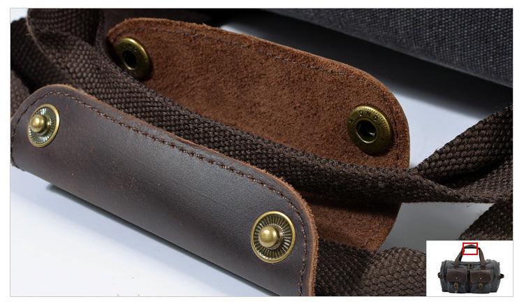 Men's Leather And Canvass Duffel Bag-Dark Grey - Obeezi.com
