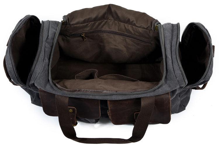 Men's Leather And Canvass Duffel Bag-Green - Obeezi.com