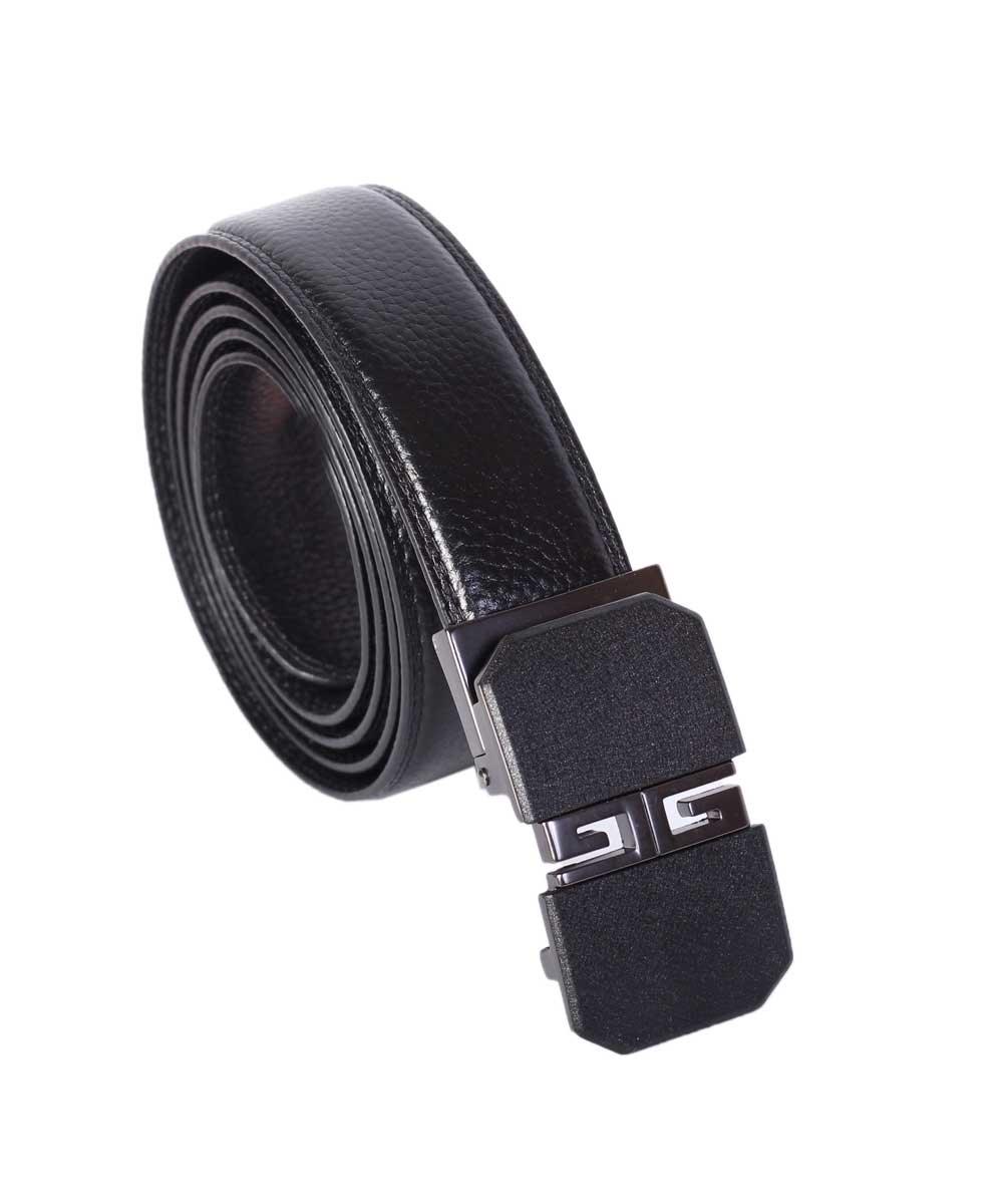 Men's Leather Stainless Steel Buckle Black Adjustable Belt - Obeezi.com