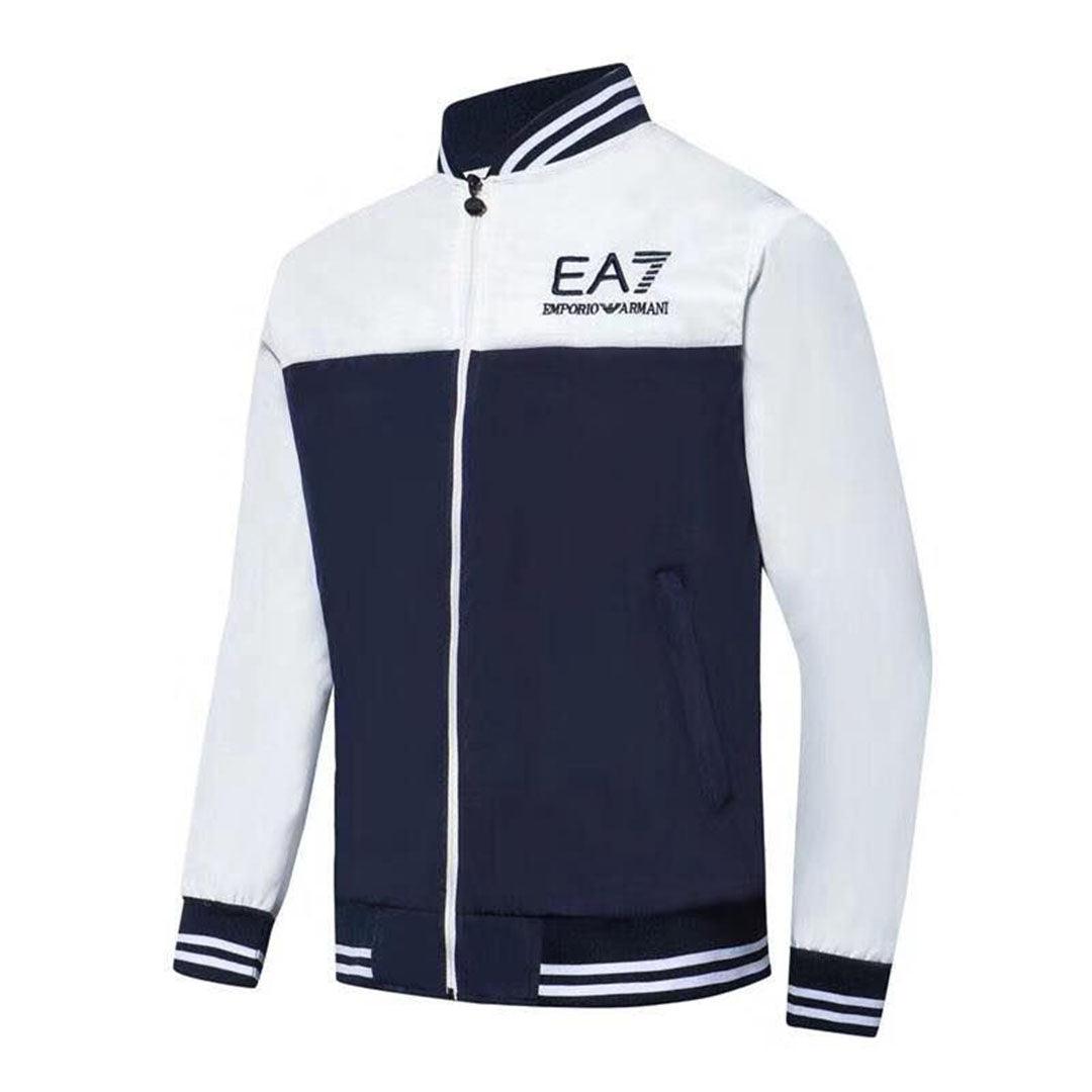 Men's Long Sleeve NavyBlue White Track Jacket - Obeezi