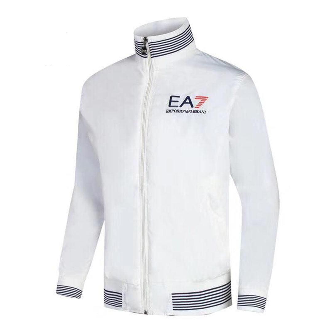 Men's Long Sleeve Track Jacket- White - Obeezi