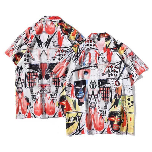 Men's Multi Coloured Masquerade Head Designed Aloha Shirt - Obeezi.com