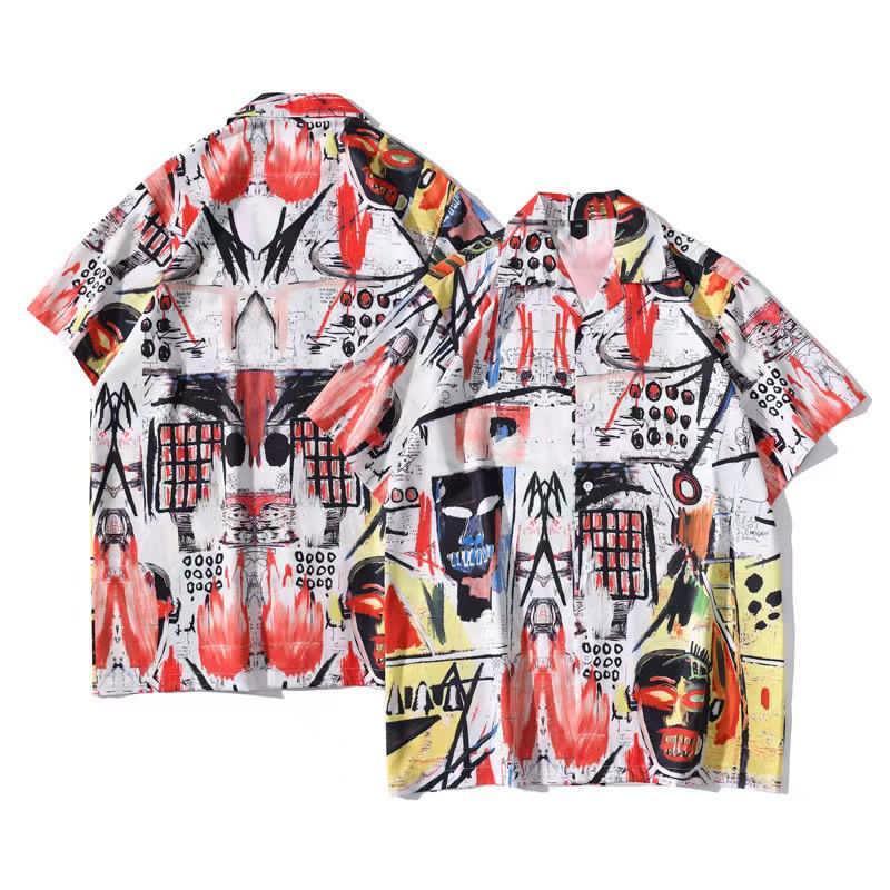 Men's Multi Coloured Masquerade Head Designed Aloha Shirt - Obeezi.com