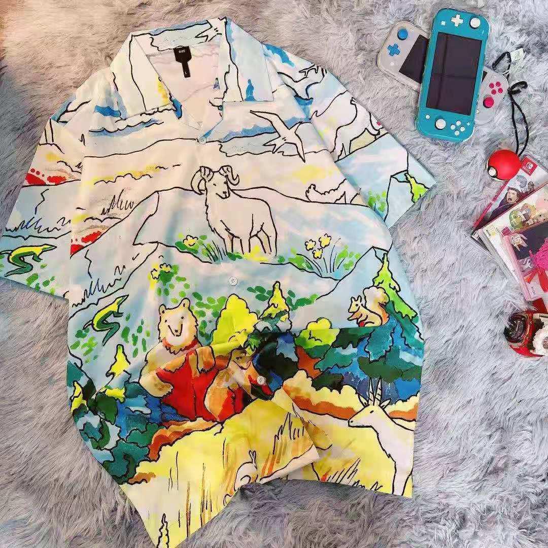 Men's Multi Coloured Nature Inspired Aloha Shirt - Obeezi.com