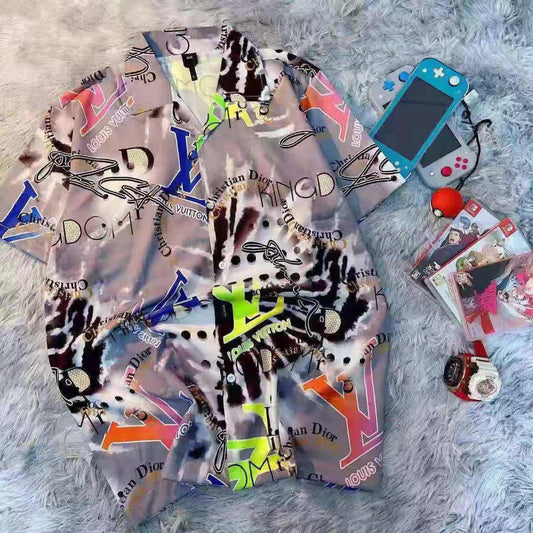 Men's Multi-Designed Grey Aloha Shirt - Obeezi.com