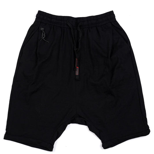 Men's Plain Organic Cotton Blend Drawstrings Short - Black - Obeezi.com