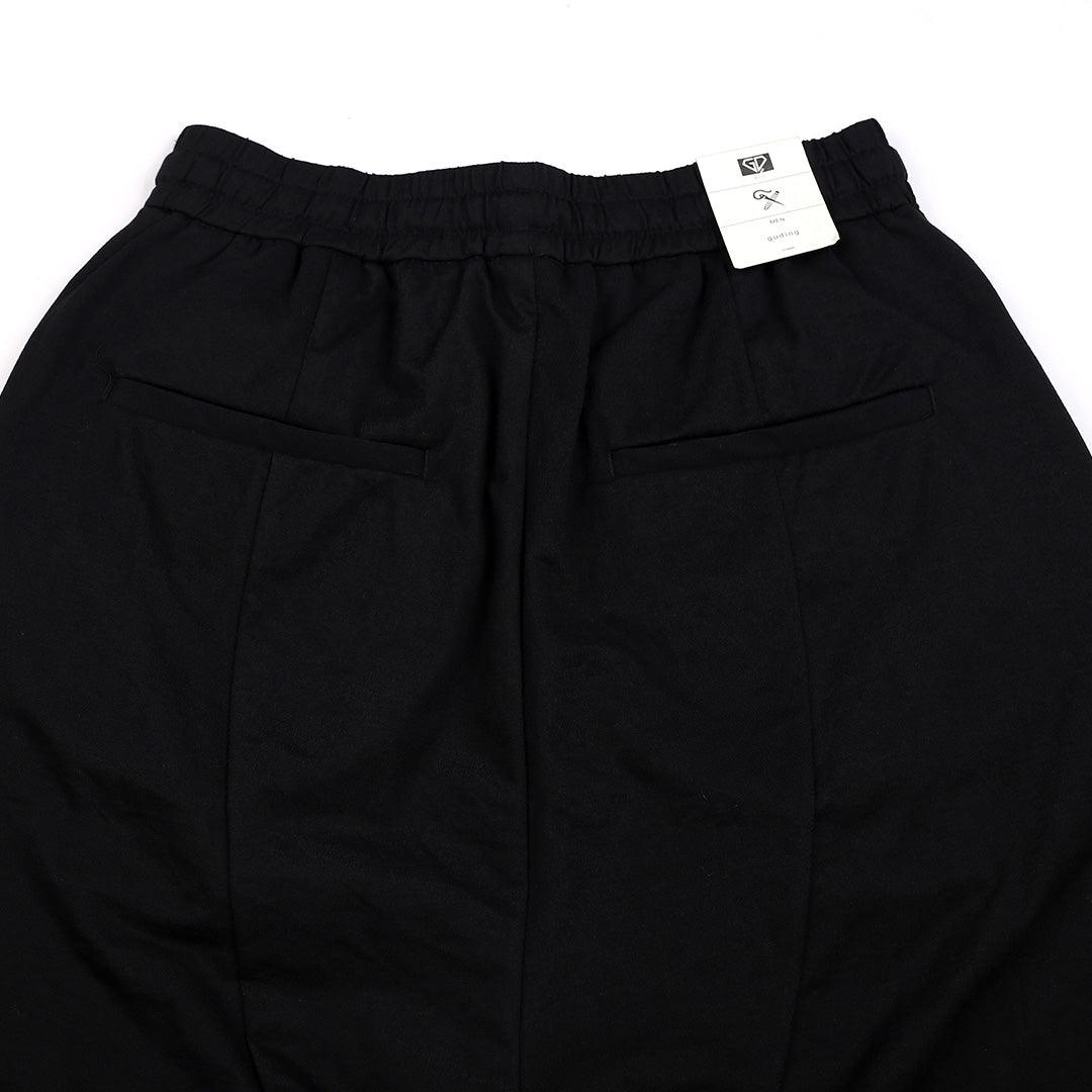 Men's Plain Organic Cotton Blend Drawstrings Short - Black - Obeezi.com