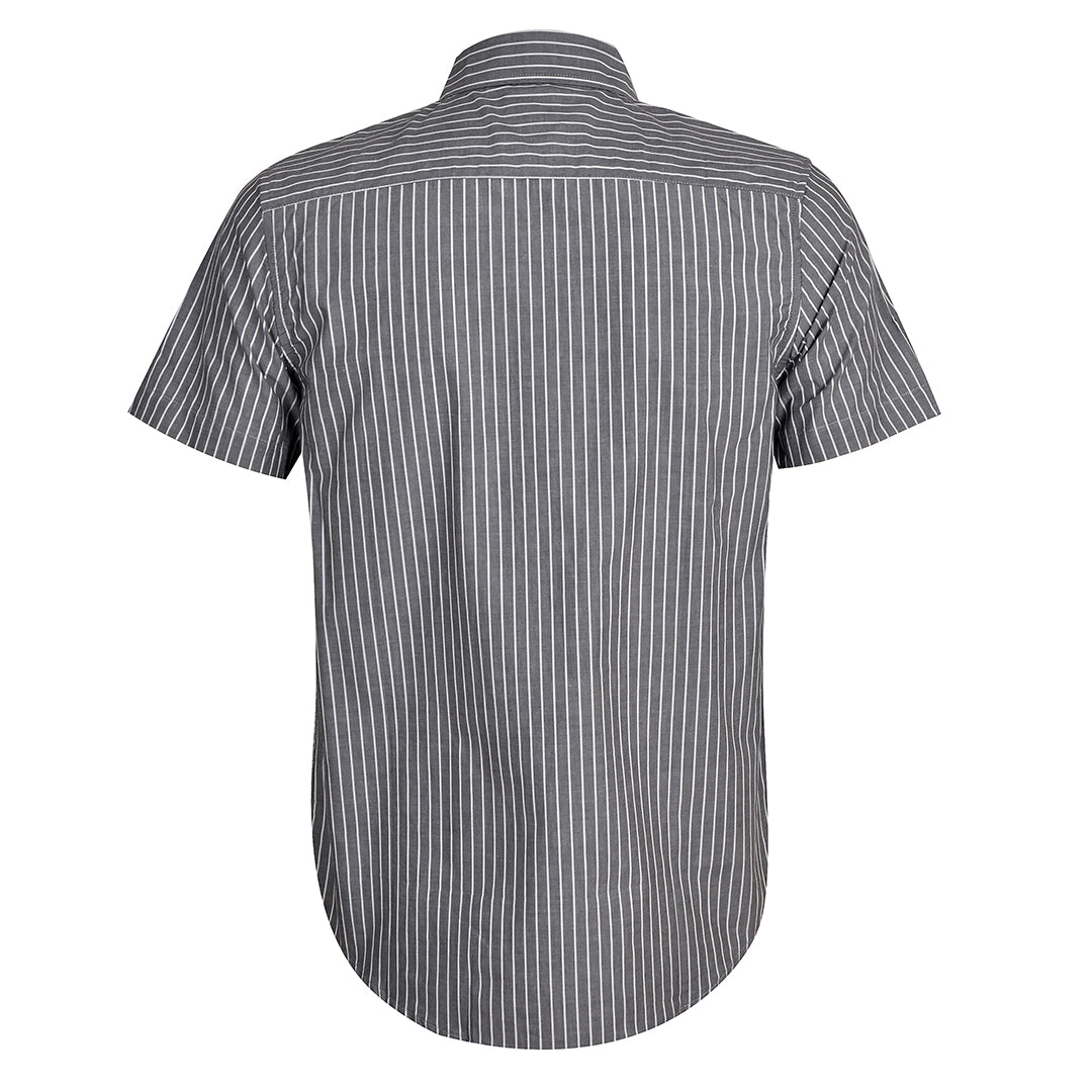 Men's Striped Lightweight Cotton Short Sleeve Shirt - Ash - Obeezi.com