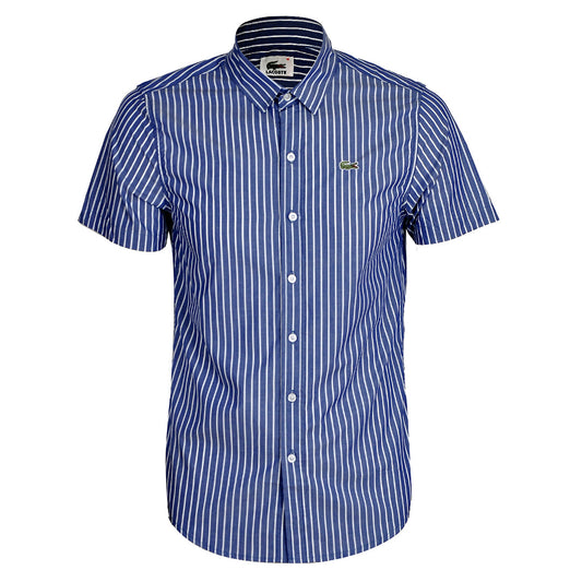 Men's Striped Lightweight Cotton Short Sleeve Shirt - Blue - Obeezi.com