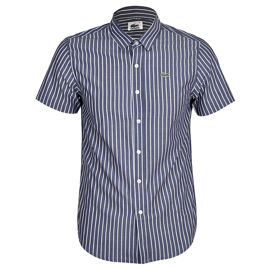 Men's Striped Lightweight Cotton Short Sleeve Shirt - Grey - Obeezi.com