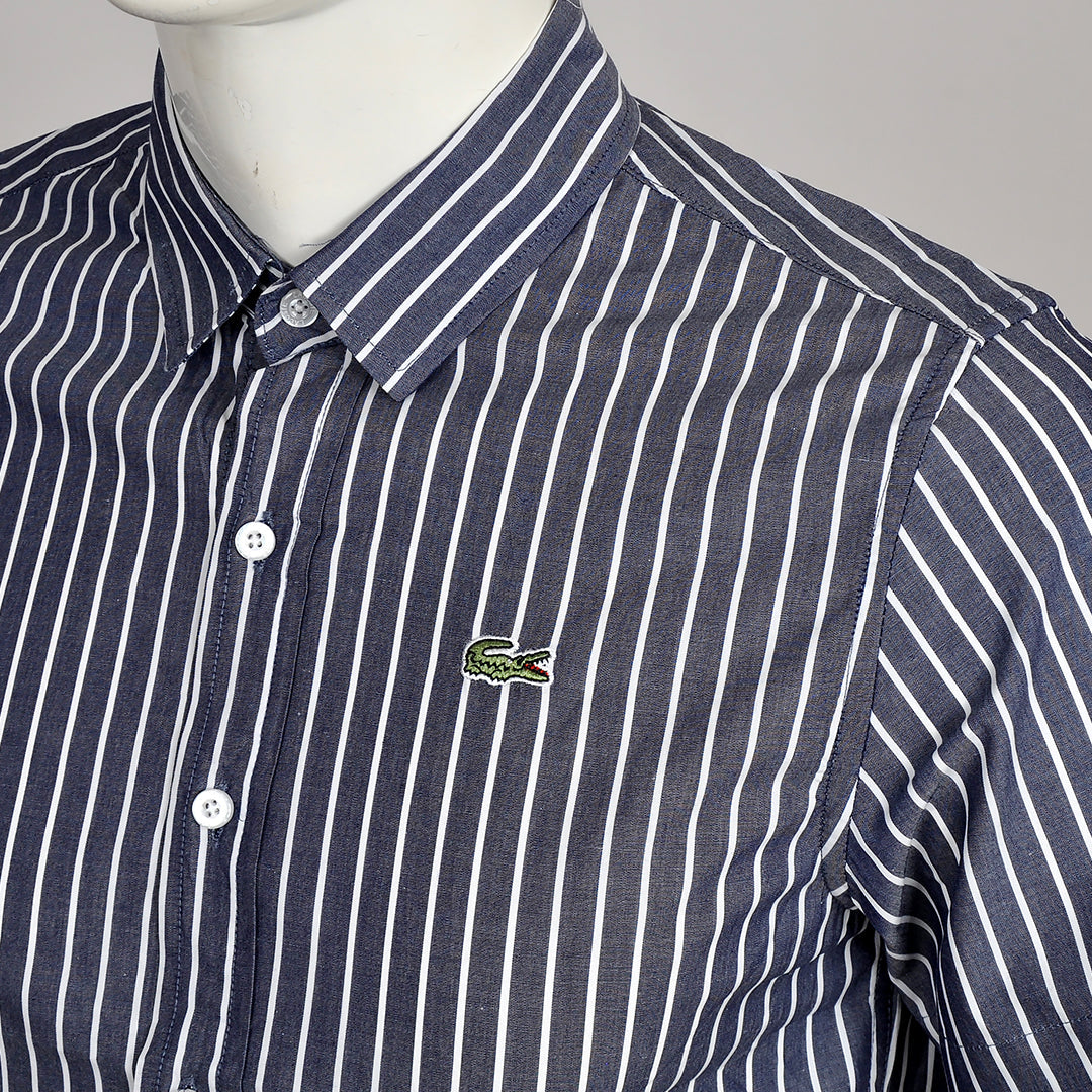 Men's Striped Lightweight Cotton Short Sleeve Shirt - Grey - Obeezi.com