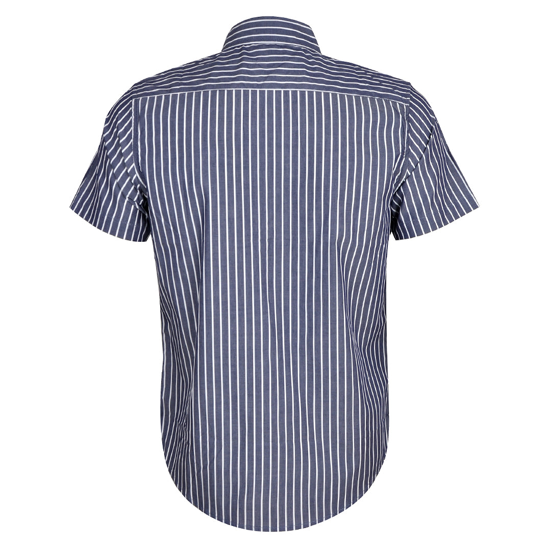 Men's Striped Lightweight Cotton Short Sleeve Shirt - Grey - Obeezi.com