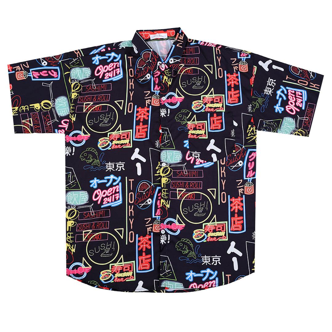 Men's Sushi Designed Aloha Shirt - Black - Obeezi.com