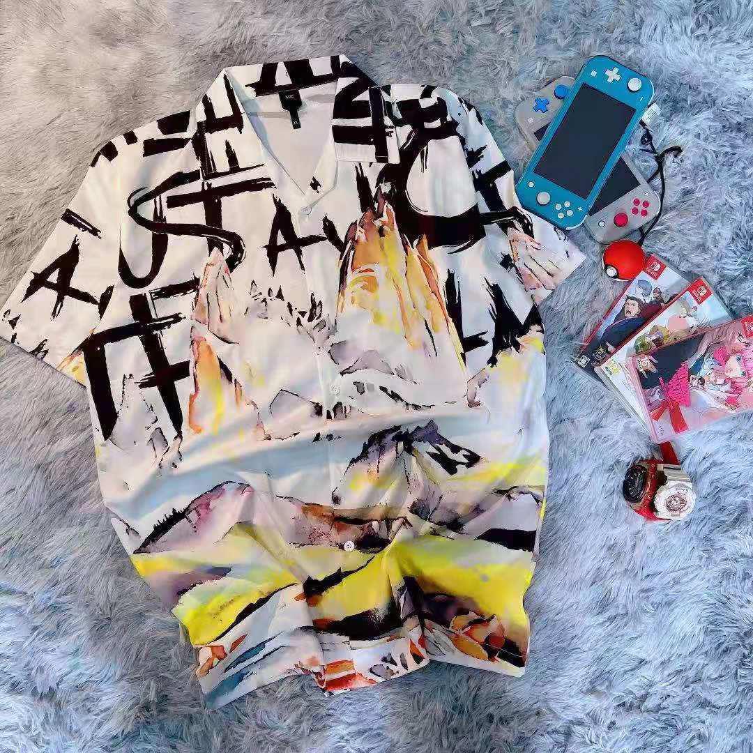 Men's Vintage USA Designer Short Sleeve Button Up Shirt - Obeezi.com