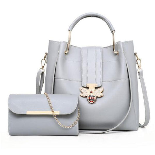 Metal Butterfly Women Handbag Set With Large Capacity-Grey - Obeezi.com