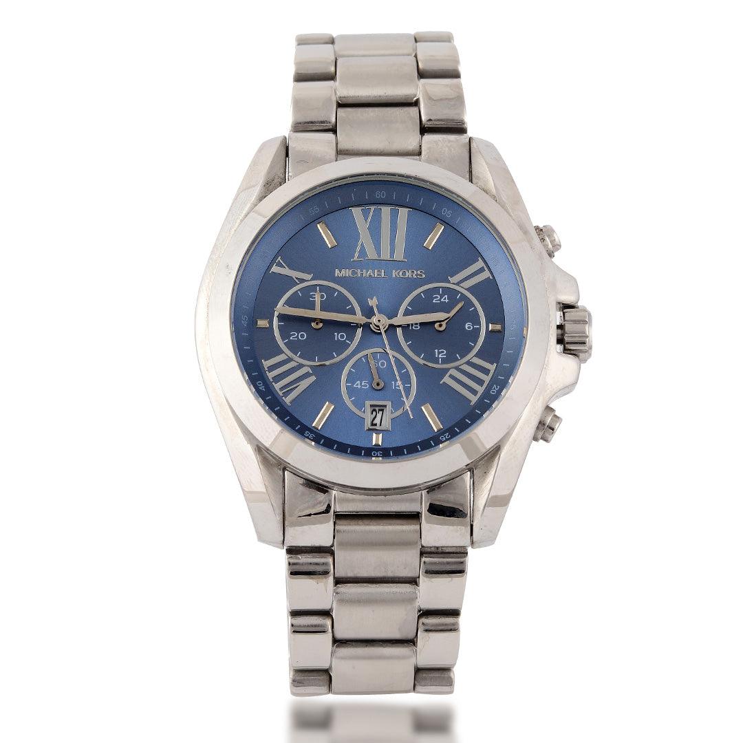 Michael Kors Analogue Blue Dial Silver Men's Watch - Obeezi.com