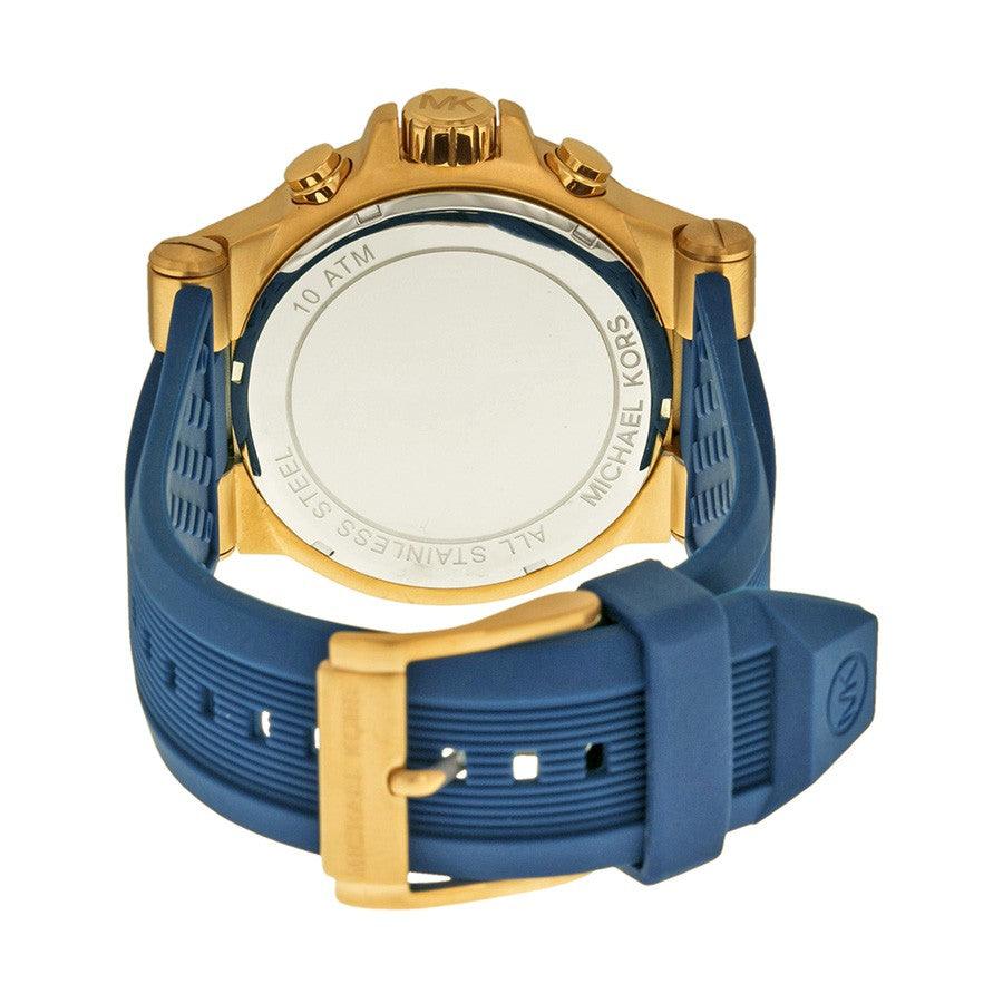 MICHAEL KORS Dylan Dial Rose Gold-tone Navy Silicone Strap Men's Watch MK8295 - Obeezi.com