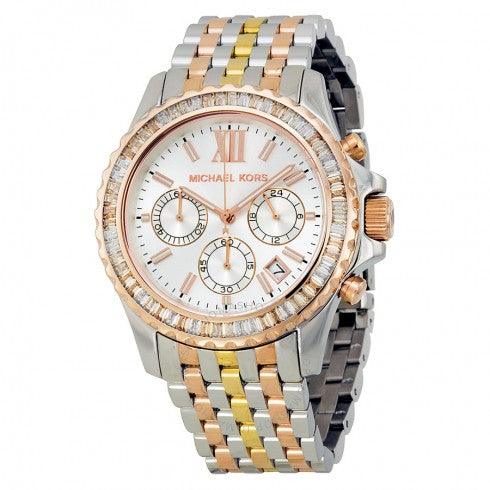 Michael Kors Everest Chronograph Silver Dial Tri-tone Watch MK5876 - Obeezi.com