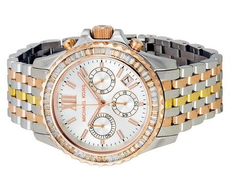 Michael Kors Everest Chronograph Silver Dial Tri-tone Watch MK5876 - Obeezi.com