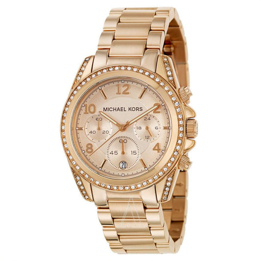 Michael Kors MK5263 Unisex Blair Rose Gold Tone Chronograph Watch - Obeezi.com