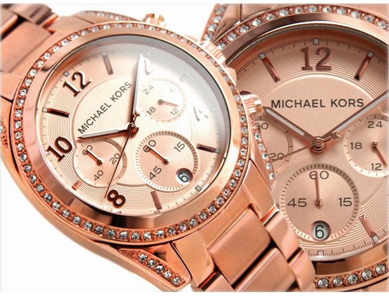 Michael Kors MK5263 Unisex Blair Rose Gold Tone Chronograph Watch - Obeezi.com