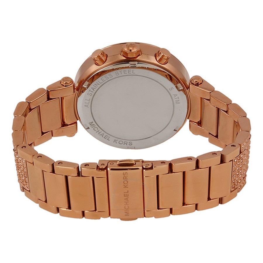 Michael Kors MK5663 Uptown Glam Parker Chronograph Rose Gold Stone Ladies Watch - Obeezi.com