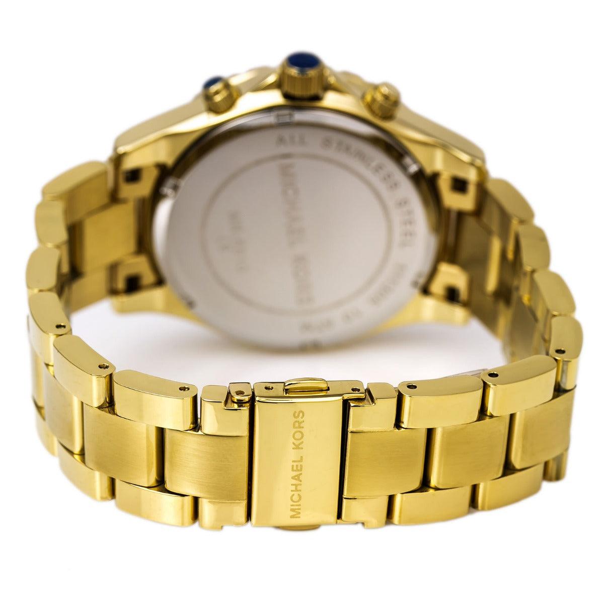 Michael Kors MK5810 Women's Crystal Gold Dial Gold Plated Steel Bracelet Glitz Chronograph Watch - Obeezi.com