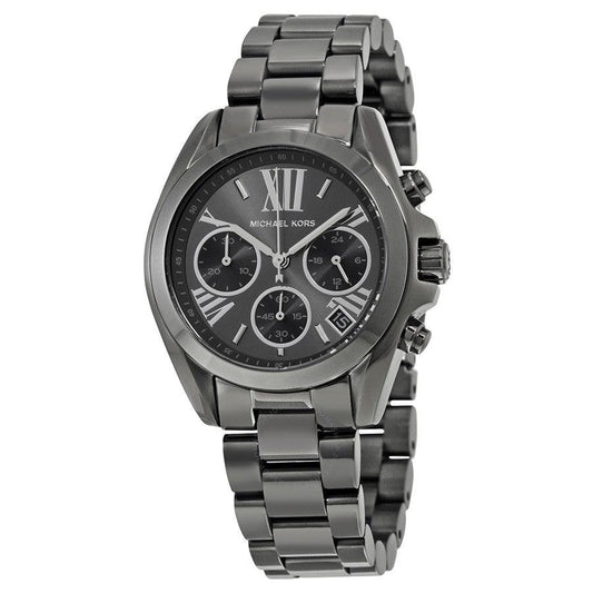 Michael Kors MK6249 Bradshaw Black Dial Chronograph Gunmetal Tone Ladies Watch - Obeezi.com