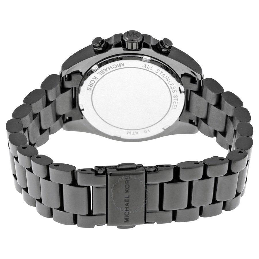 Michael Kors MK6249 Bradshaw Black Dial Chronograph Gunmetal Tone Ladies Watch - Obeezi.com
