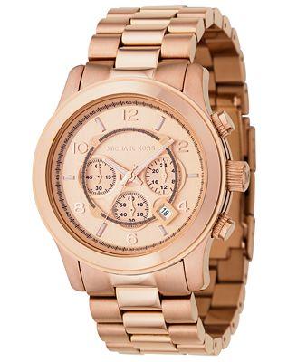 Michael Kors MK8096 Men's Chronograph Runway Rose Gold Plated Watch - Obeezi.com