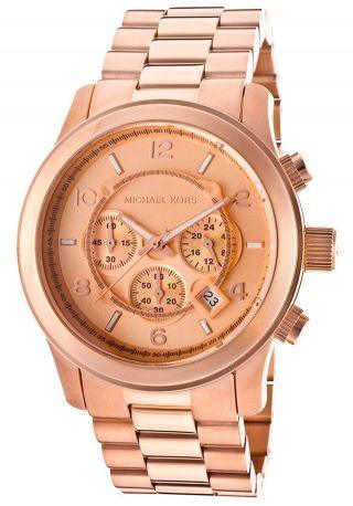 Michael Kors MK8096 Men's Chronograph Runway Rose Gold Plated Watch - Obeezi.com