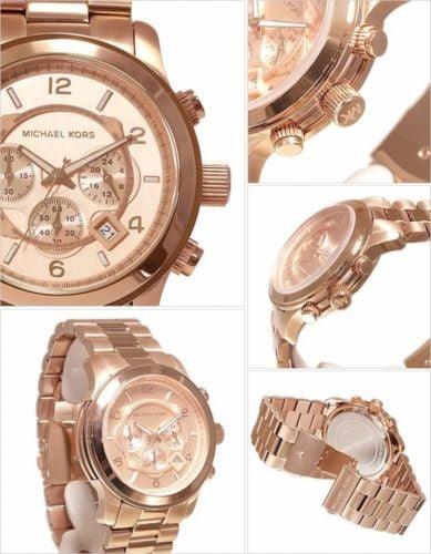 Michael Kors MK8096 Men's Chronograph Runway Rose Gold Plated Watch - Obeezi.com