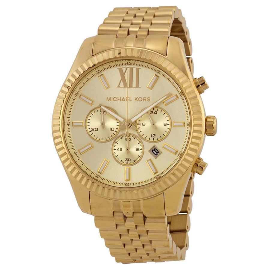 Michael Kors MK8281 Lexington Chronograph Champagne Dial Men's Watch - Obeezi.com