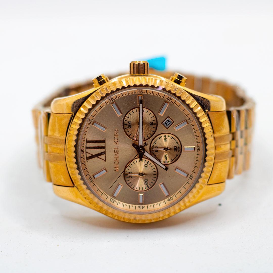 Michael Kors MK8281 Lexington Chronograph Champagne Dial Men's Watch - Obeezi.com