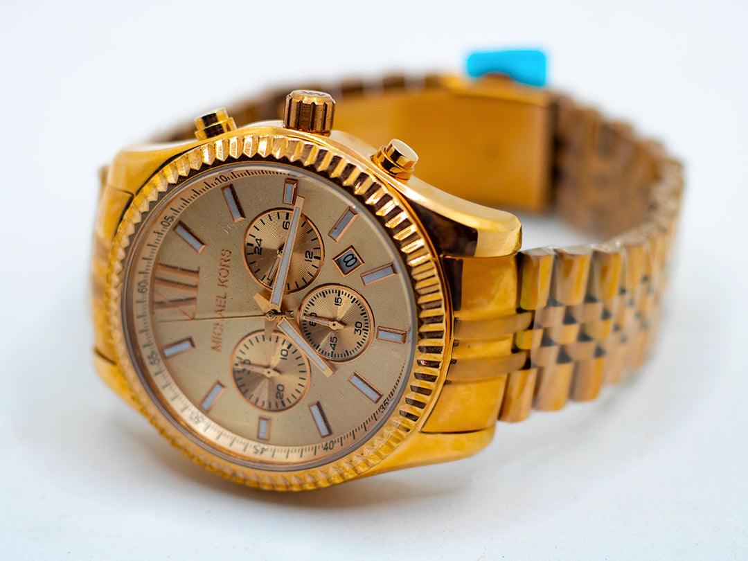 Michael Kors MK8281 Lexington Chronograph Champagne Dial Men's Watch - Obeezi.com