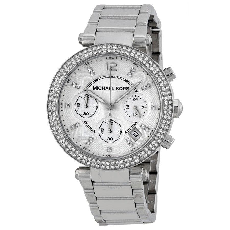Michael Kors Parker Silver Dial Stainless Steel Chronograph Ladies Watch MK5353 - Obeezi.com