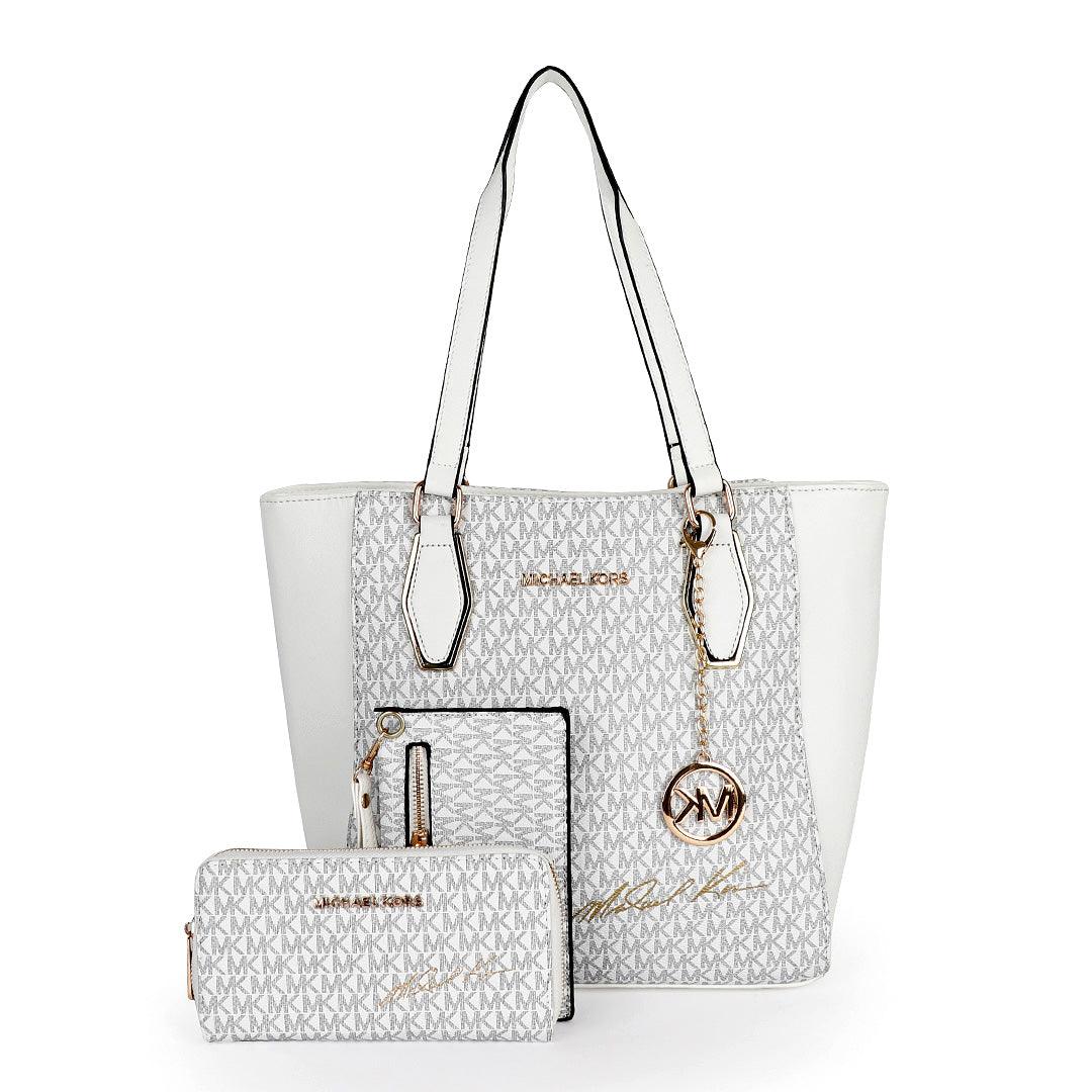 Michael Kors Voyager Tote Bag With Sling-White - Obeezi.com