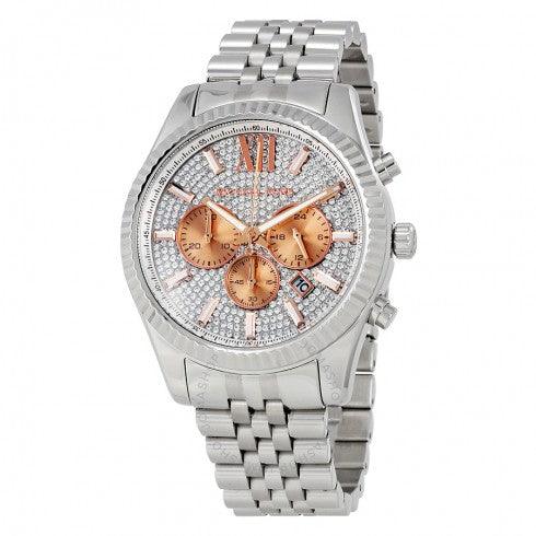Michail Kors MK8515 Lexington Crystal Pave Dial Men Chronograph Watch - Obeezi.com