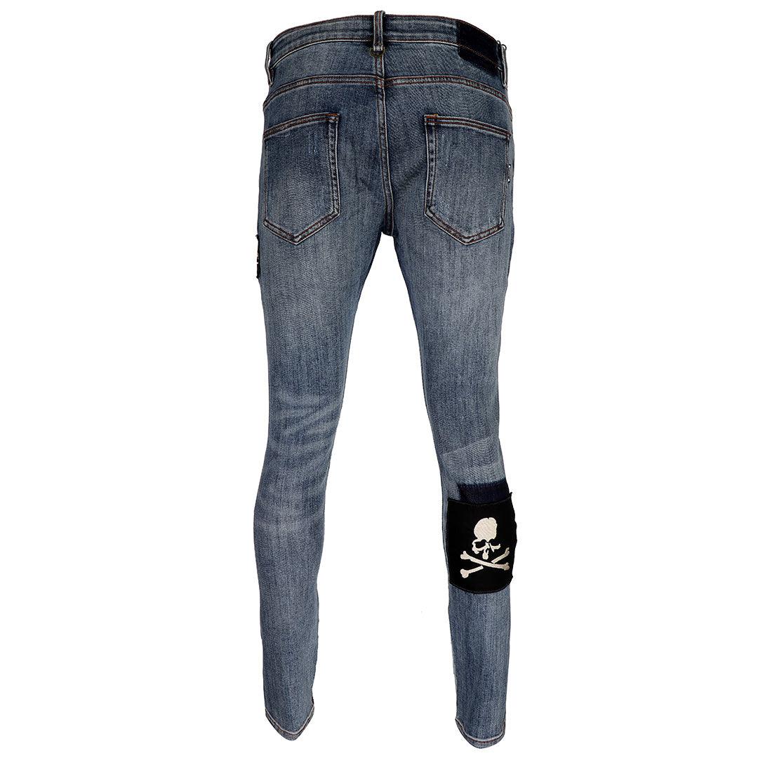 MM World Logo Embroidered Denim Jeans- Blue - Obeezi.com
