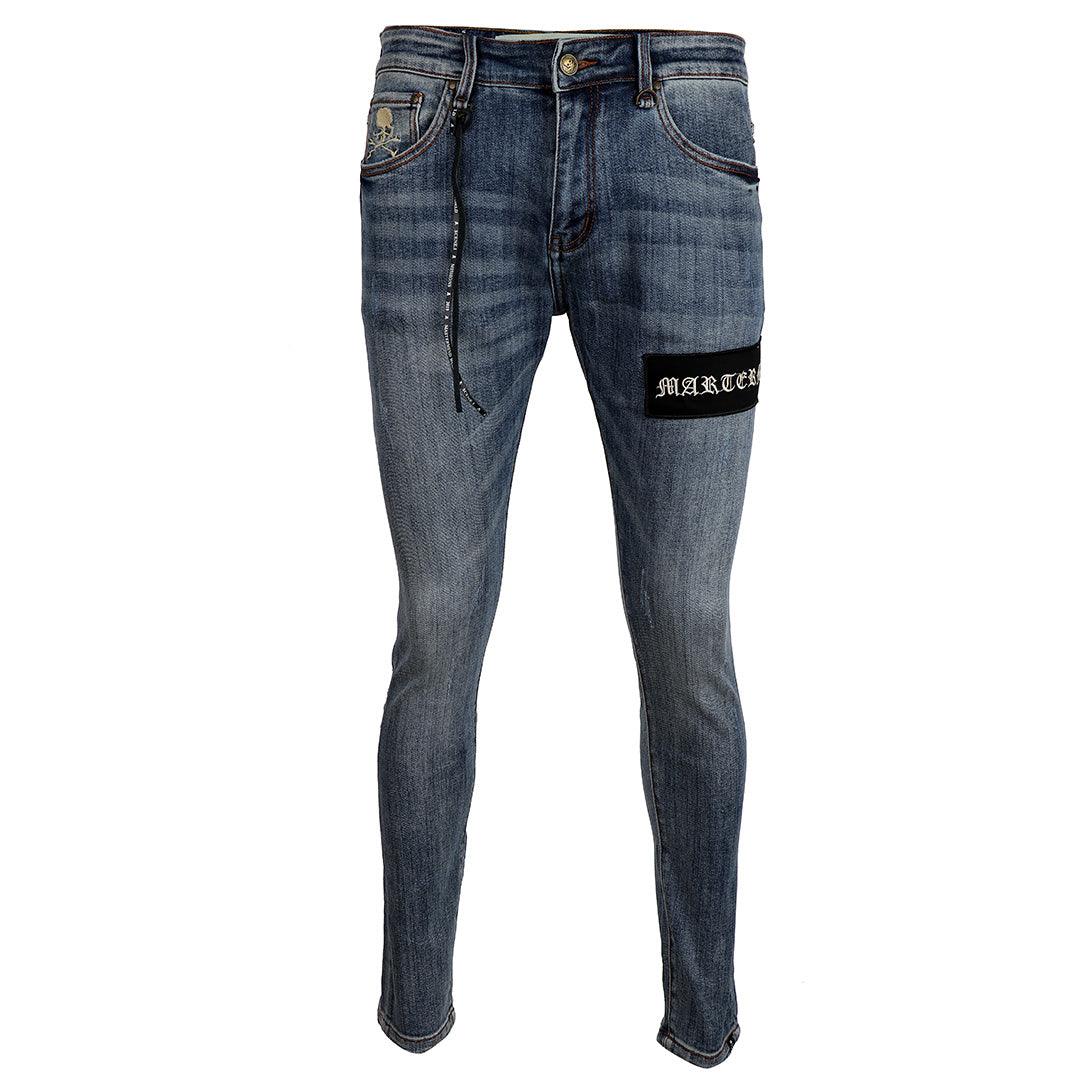 MM World Logo Embroidered Denim Jeans- Blue - Obeezi.com