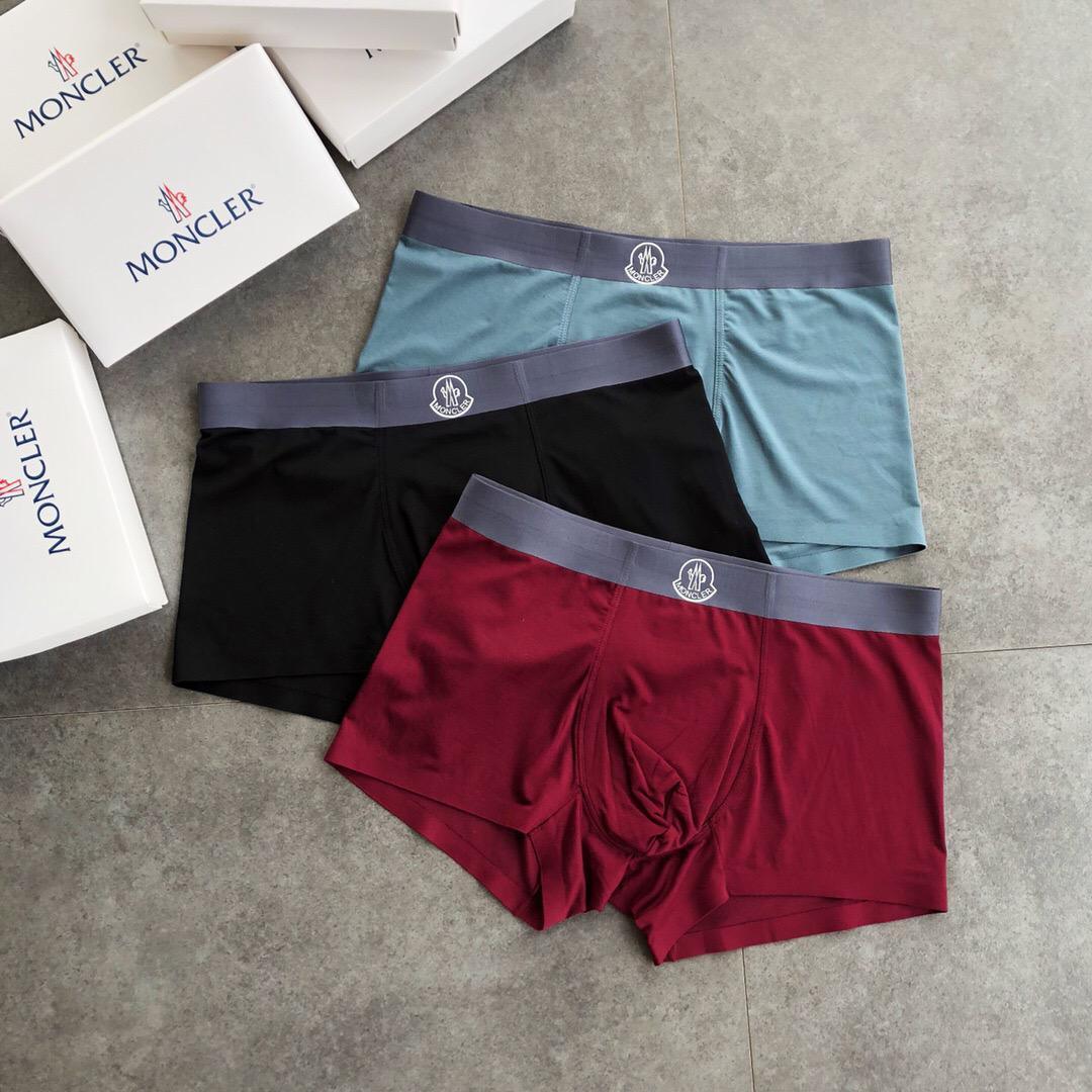 Monc 3 Packs Red Black Green Stretch Organic Cotton Logo Waistband Boxers - Obeezi.com