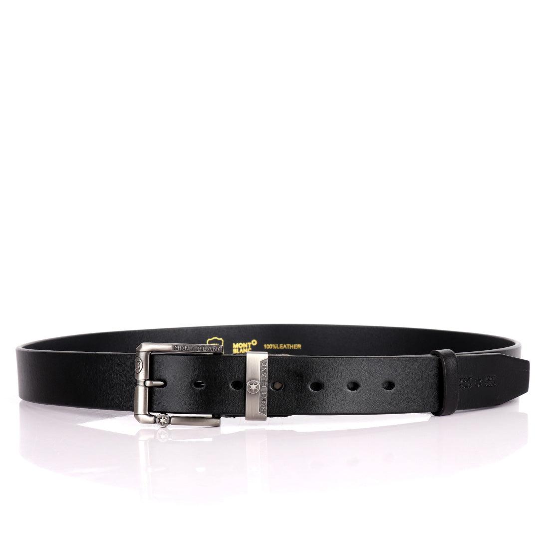 Mont Blanc Men's Formal Leather Belt- Black - Obeezi.com