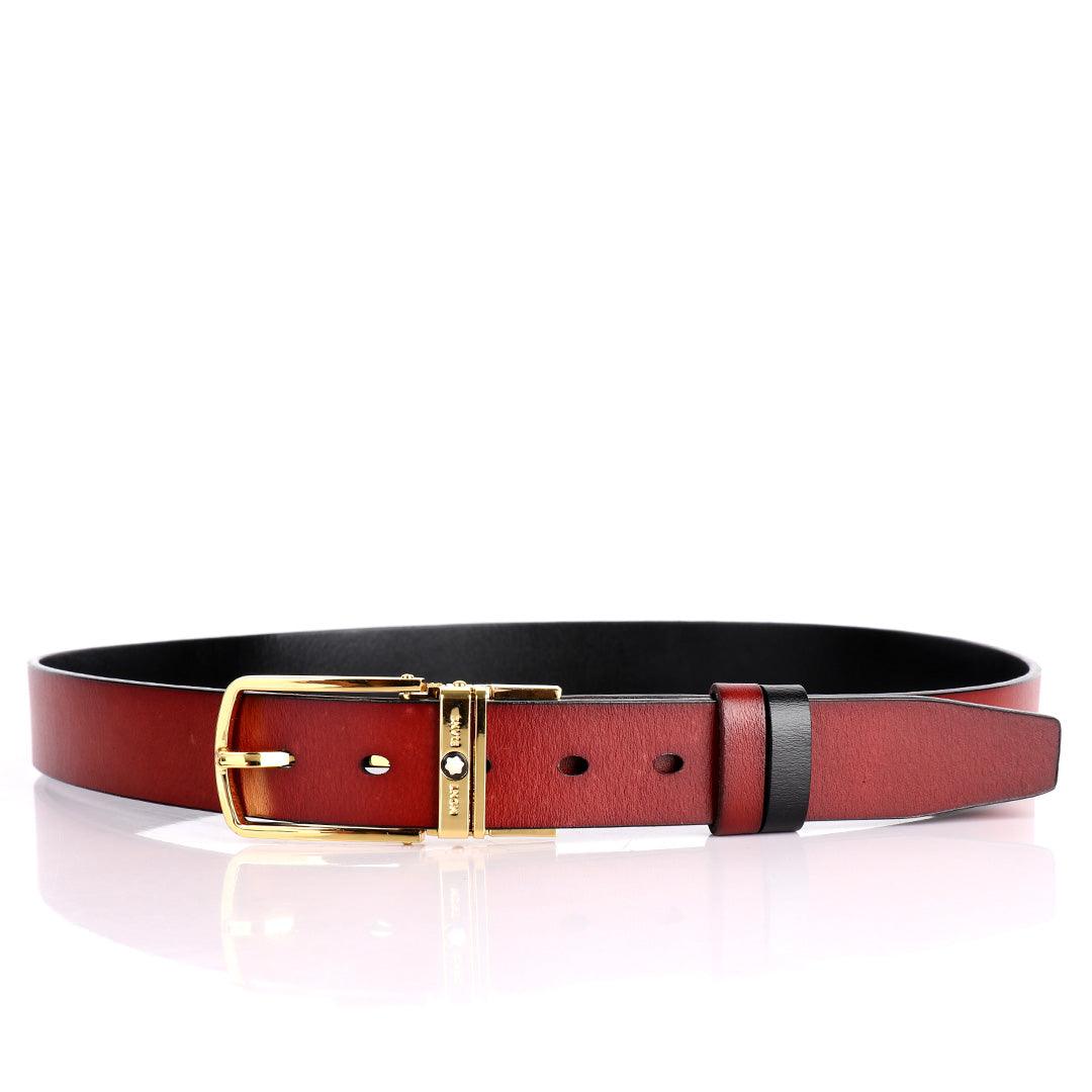 Mont Blanc Men's Reversible Formal Leather Belt- Black And Brown - Obeezi.com