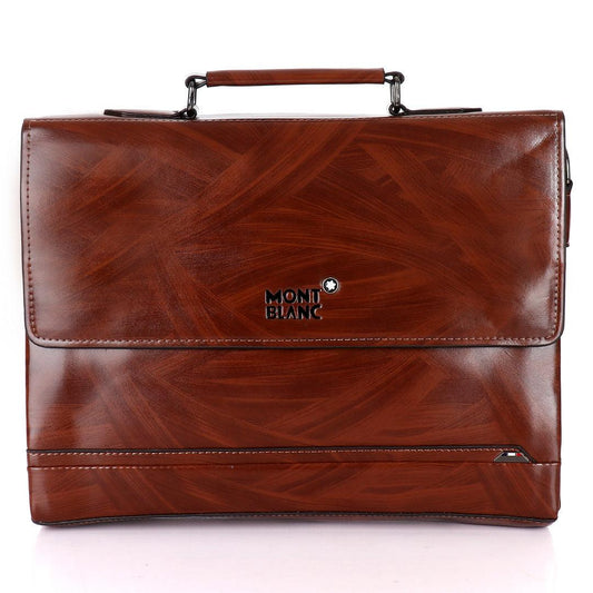 Mont Blanc Vintage Brown Leather Briefcase with Original Shoulder Strap. - Obeezi.com