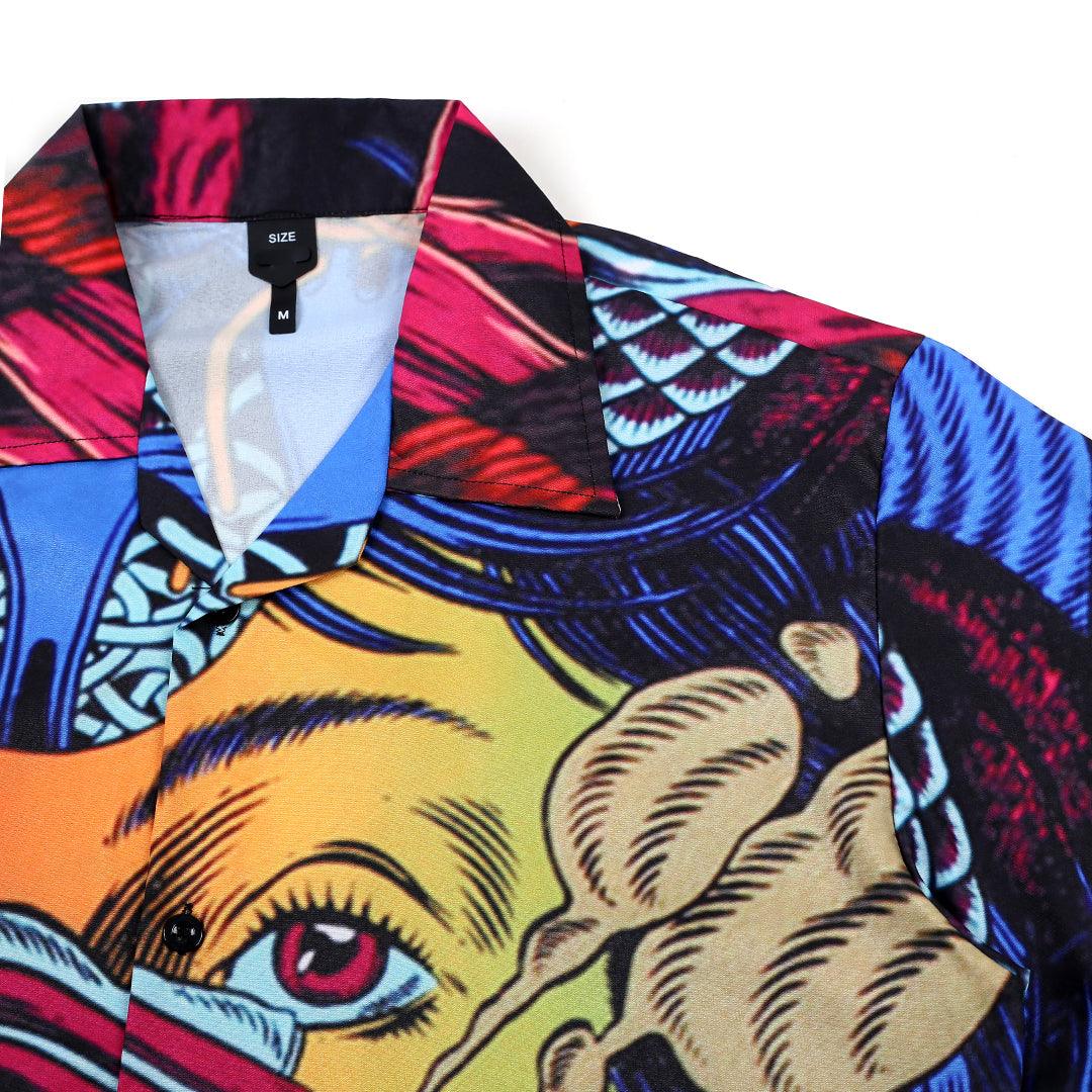 Multi Coloured Face encrypted Aloha Designed Shirt - Obeezi.com