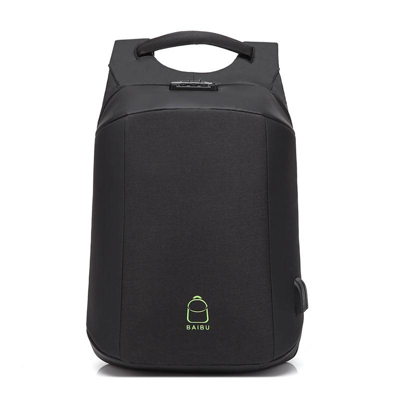 Multi-function Waterproof Nylon Anti-theft Computer Backpack With Changing And Auxiliary Port-Black - Obeezi.com