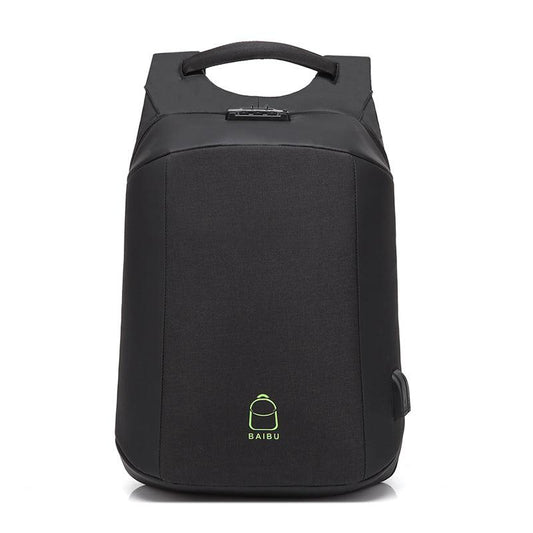 Multi-function Waterproof Nylon Anti-theft Computer Backpack With Changing And Auxiliary Port-Black - Obeezi.com